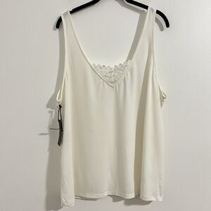 Black Tape Tank Top Shirt Plus 2X White Minimalist Cottage Feminine Blouse Y2k